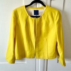 J.Crew Y2K Wool Cropped 3/4 Sleeve Clasp Jacket Blazer Citron Yellow Sz 12